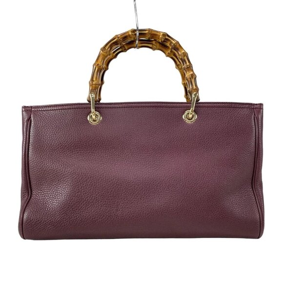 GUCCI Bamboo Shopper Bordeaux Leather Tote Bag bran-796-090625 - Picture 2 of 16